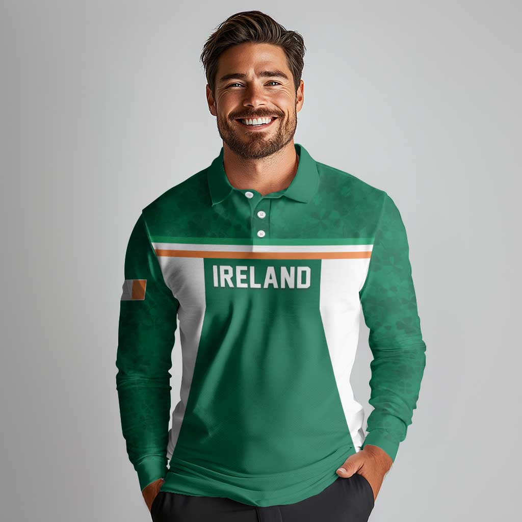 Custom Ireland Rugby Long Sleeve Polo Shirt Old Retro Style