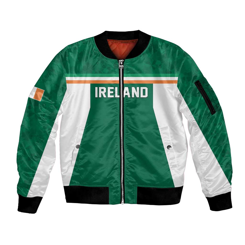 Custom Ireland Rugby Sleeve Zip Bomber Jacket Old Retro Style