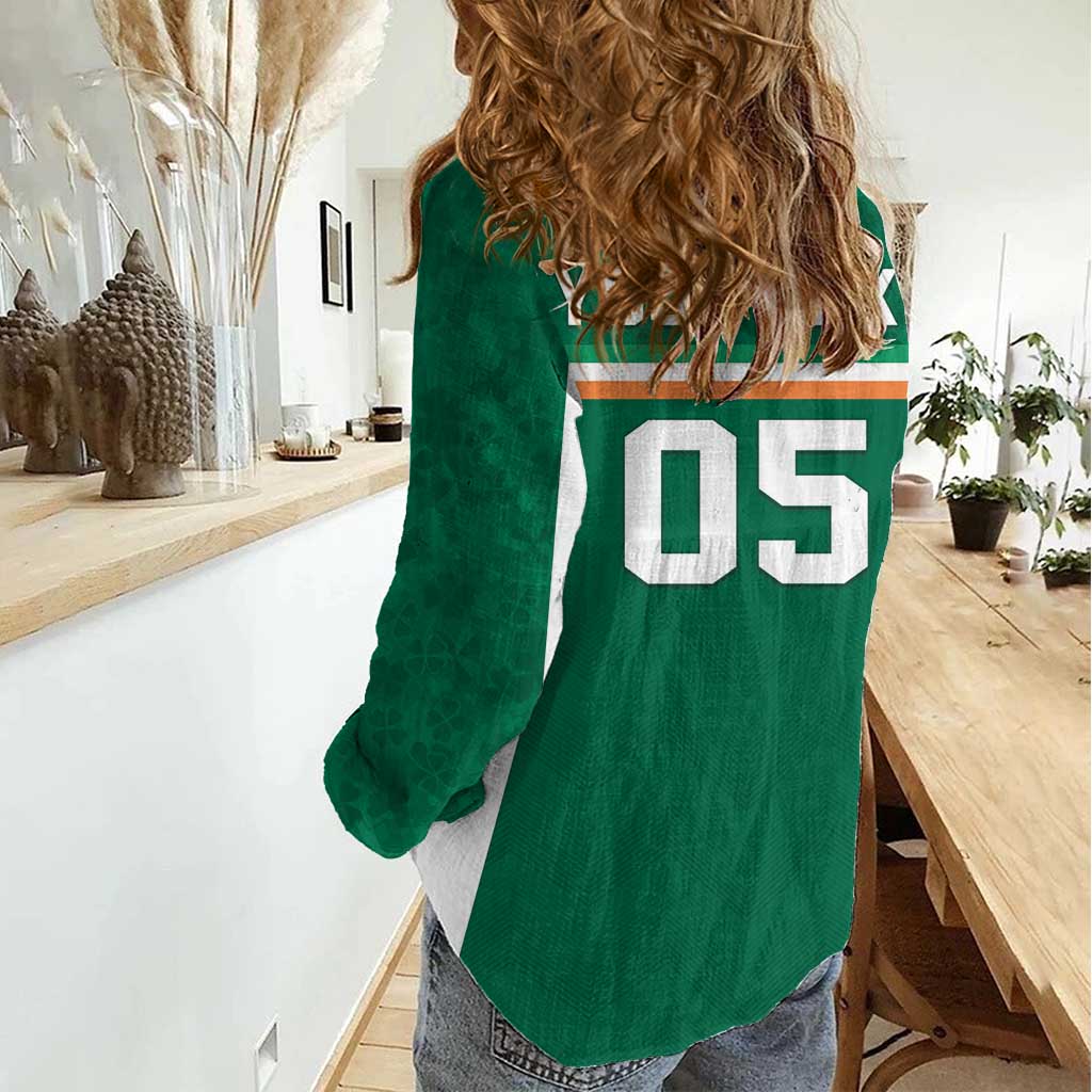 Custom Ireland Rugby Women Casual Shirt Old Retro Style