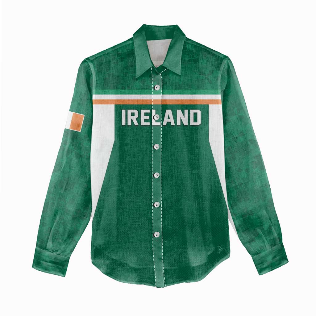 Custom Ireland Rugby Women Casual Shirt Old Retro Style