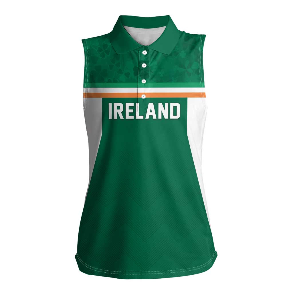 Custom Ireland Rugby Women Sleeveless Polo Shirt Old Retro Style