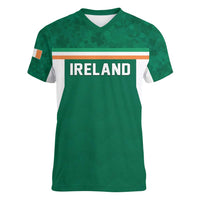 Custom Ireland Rugby Women V-Neck T-Shirt Old Retro Style