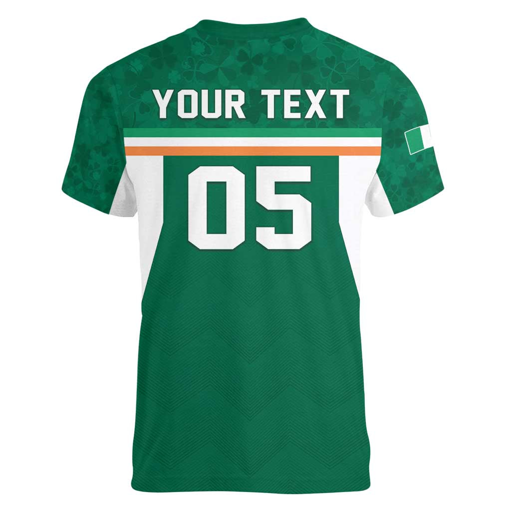Custom Ireland Rugby Women V-Neck T-Shirt Old Retro Style