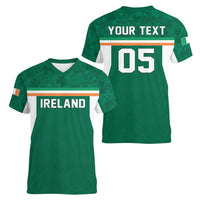 Custom Ireland Rugby Women V-Neck T-Shirt Old Retro Style