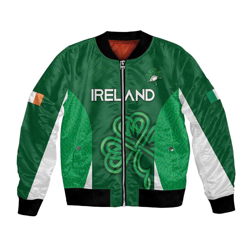 Custom Ireland Rugby Bomber Jacket Irish Celtic Shamrock