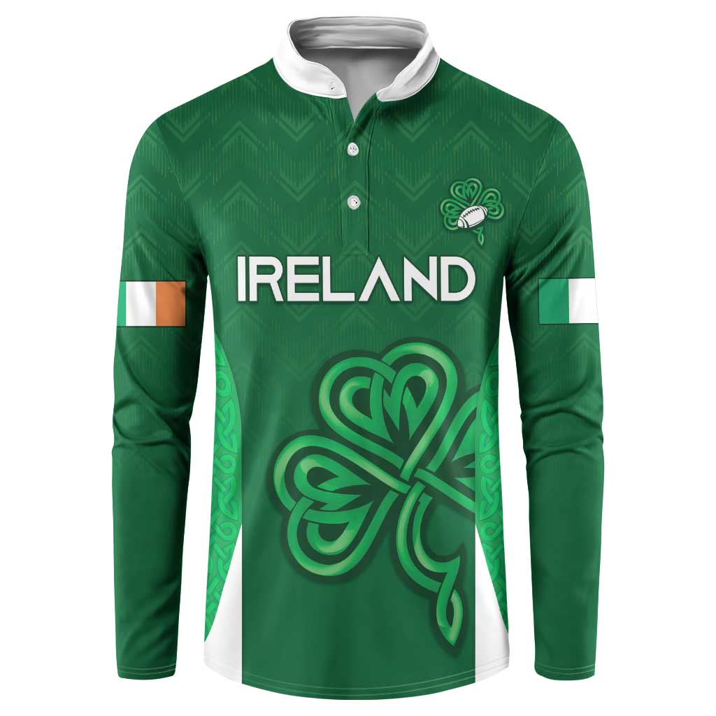 Custom Ireland Rugby Button Sweatshirt Irish Celtic Shamrock