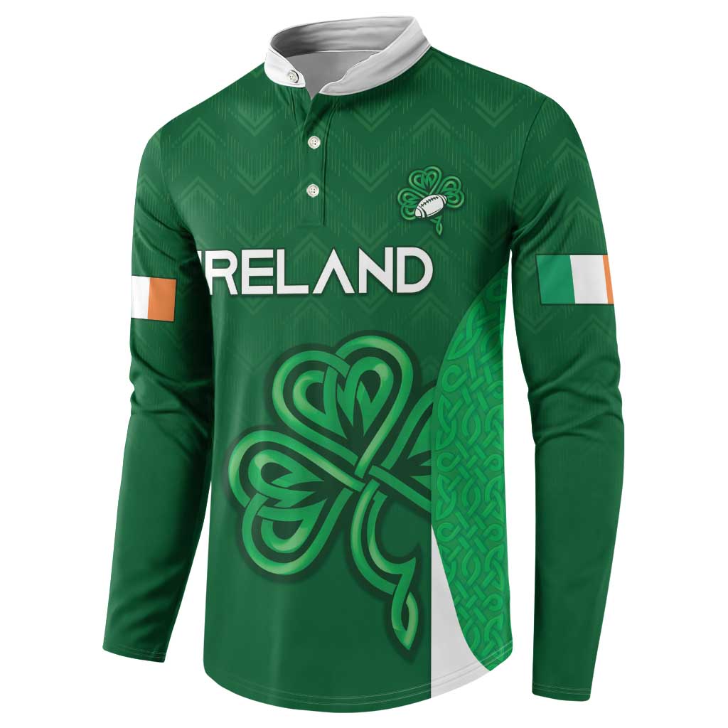 Custom Ireland Rugby Button Sweatshirt Irish Celtic Shamrock
