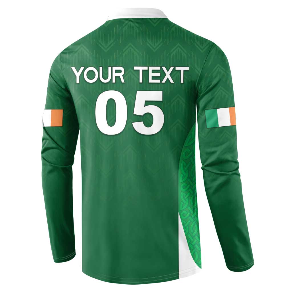 Custom Ireland Rugby Button Sweatshirt Irish Celtic Shamrock