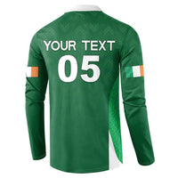 Custom Ireland Rugby Button Sweatshirt Irish Celtic Shamrock