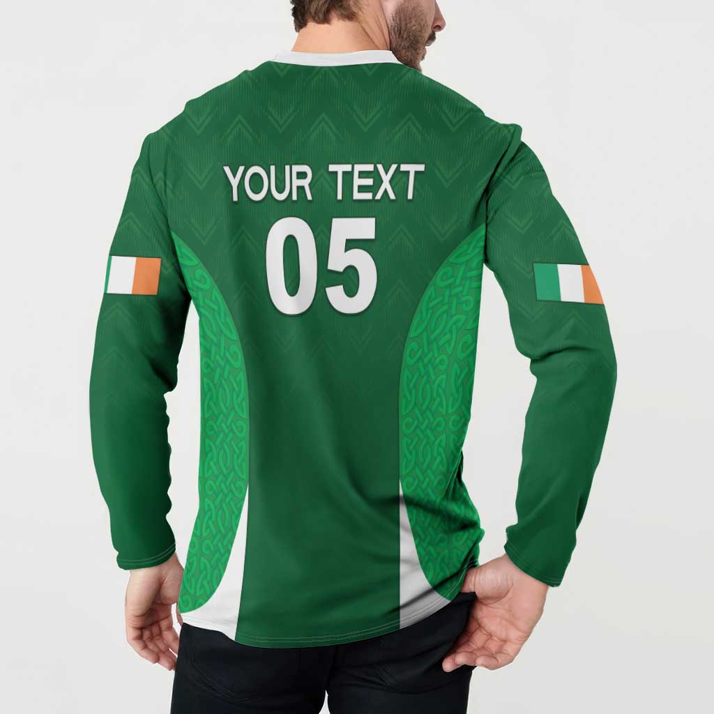 Custom Ireland Rugby Button Sweatshirt Irish Celtic Shamrock