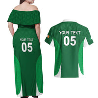 Custom Ireland Rugby Couples Matching Off Shoulder Maxi Dress and Hawaiian Shirt Irish Celtic Shamrock