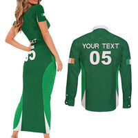 Custom Ireland Rugby Couples Matching Short Sleeve Bodycon Dress and Long Sleeve Button Shirt Irish Celtic Shamrock