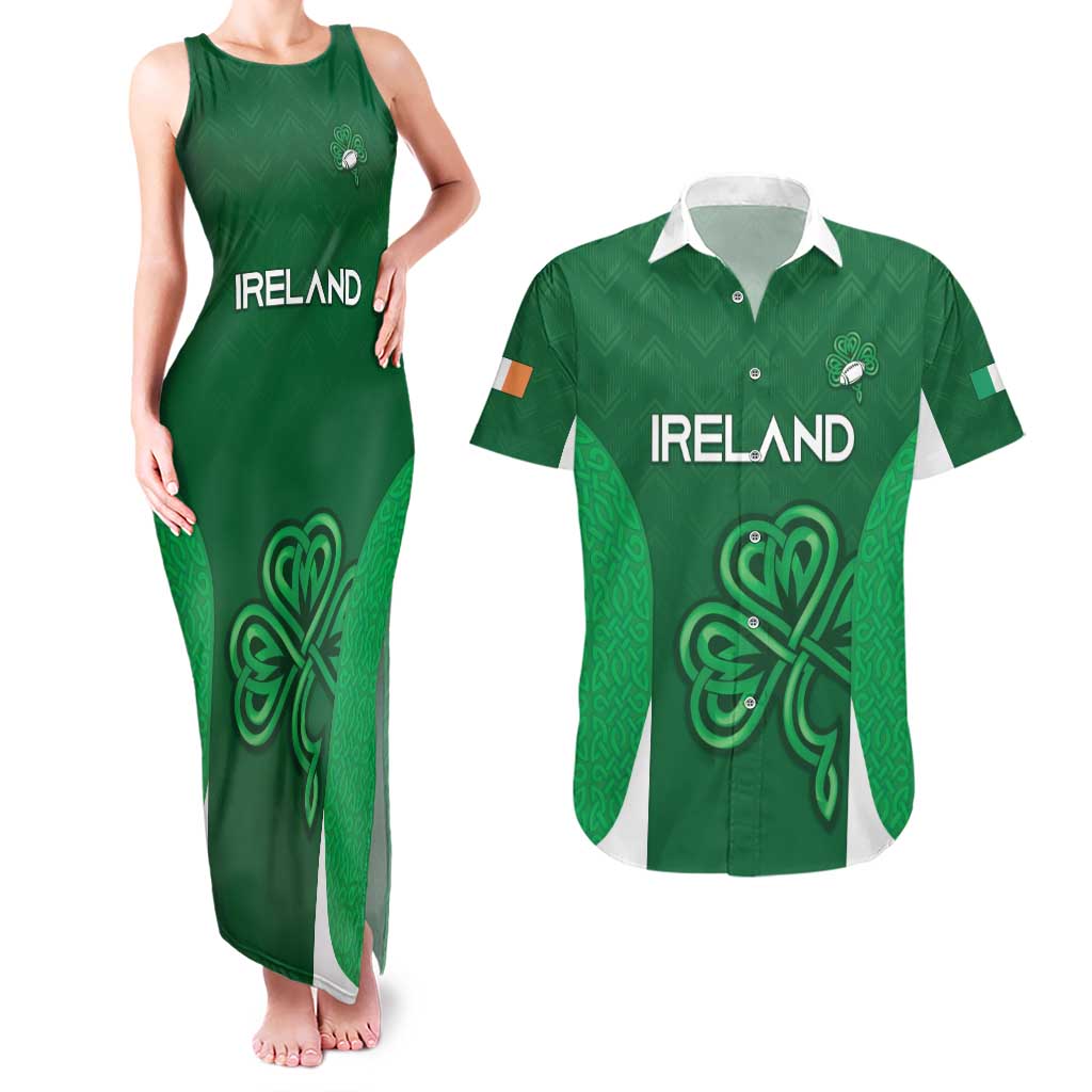 Custom Ireland Rugby Couples Matching Tank Maxi Dress and Hawaiian Shirt Irish Celtic Shamrock