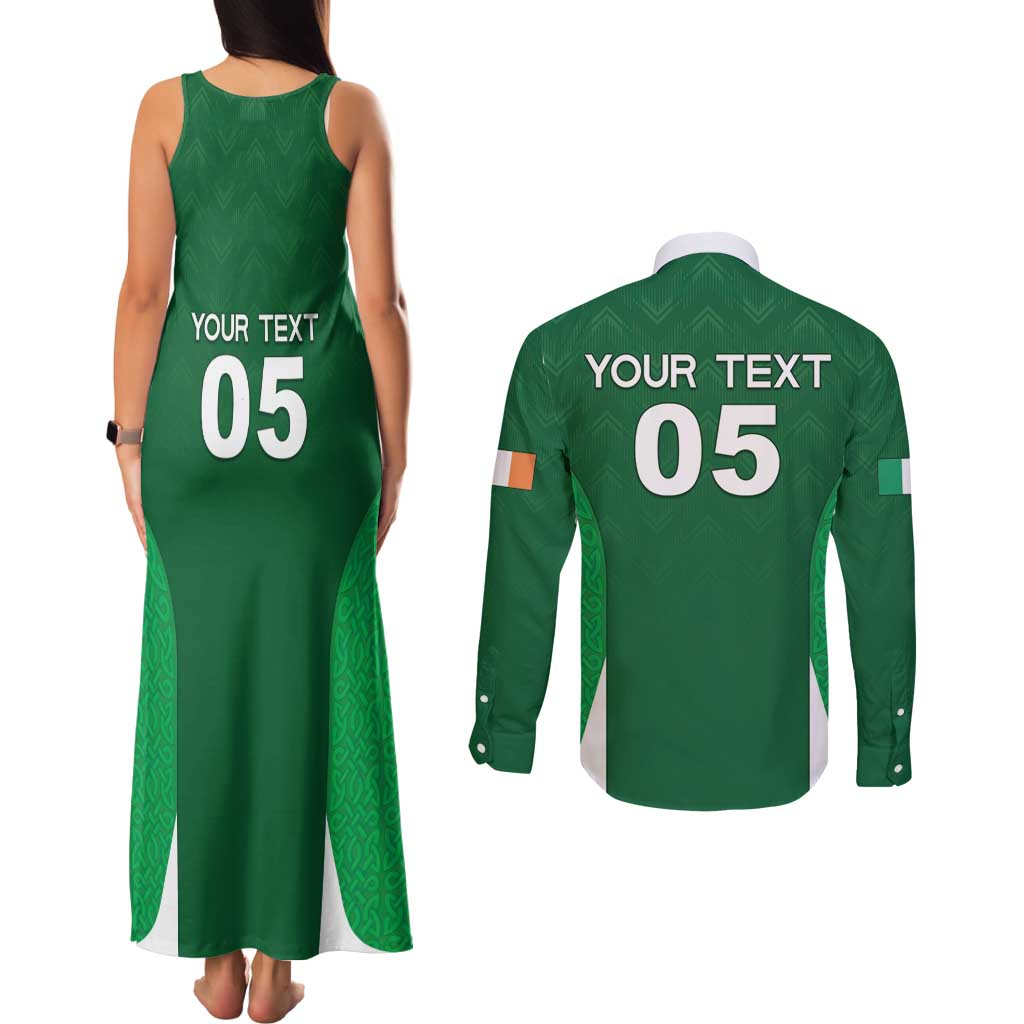 Custom Ireland Rugby Couples Matching Tank Maxi Dress and Long Sleeve Button Shirt Irish Celtic Shamrock