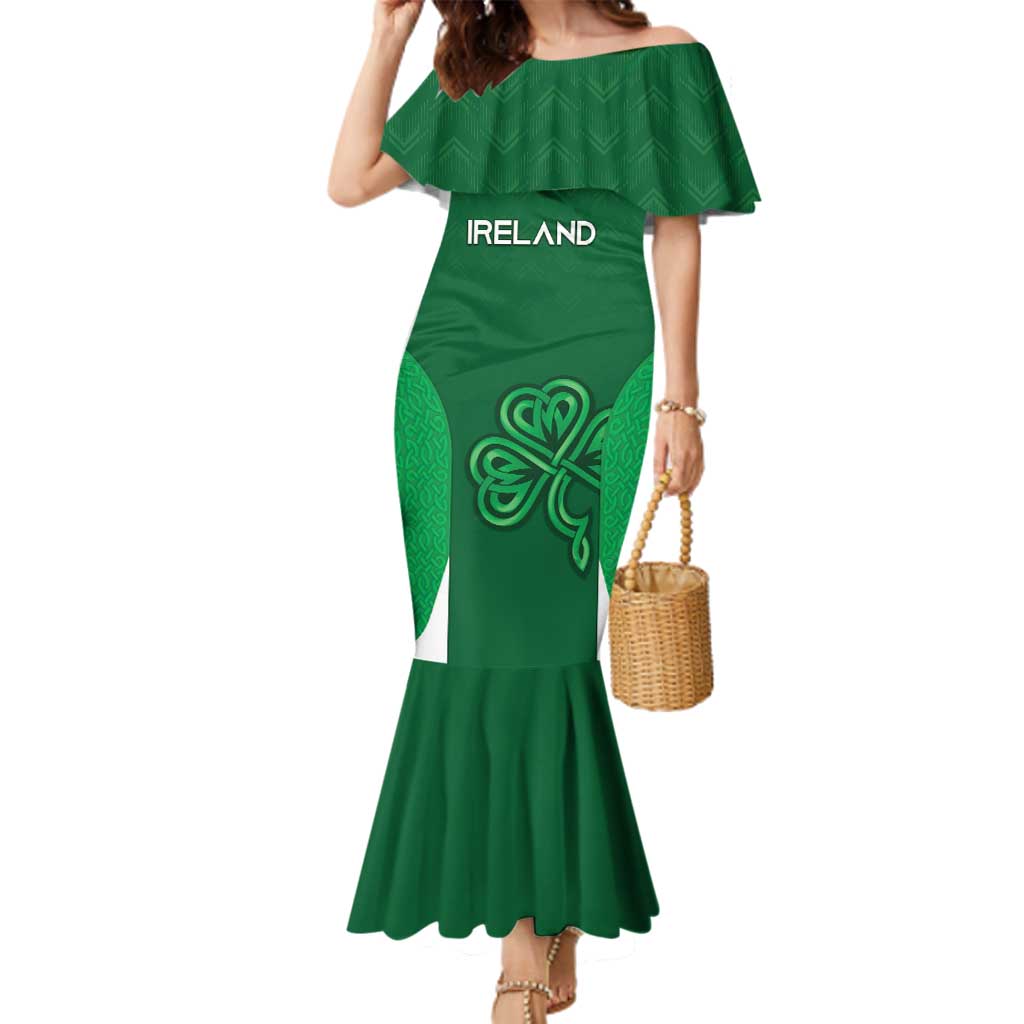 Custom Ireland Rugby Family Matching Mermaid Dress and Hawaiian Shirt Irish Celtic Shamrock