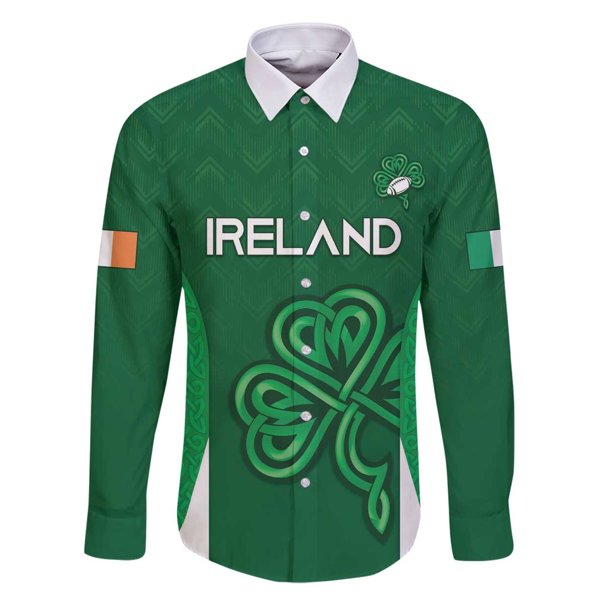 Custom Ireland Rugby Family Matching Off The Shoulder Long Sleeve Dress and Hawaiian Shirt Irish Celtic Shamrock