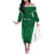 Custom Ireland Rugby Family Matching Off The Shoulder Long Sleeve Dress and Hawaiian Shirt Irish Celtic Shamrock