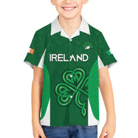 Custom Ireland Rugby Family Matching Off The Shoulder Long Sleeve Dress and Hawaiian Shirt Irish Celtic Shamrock