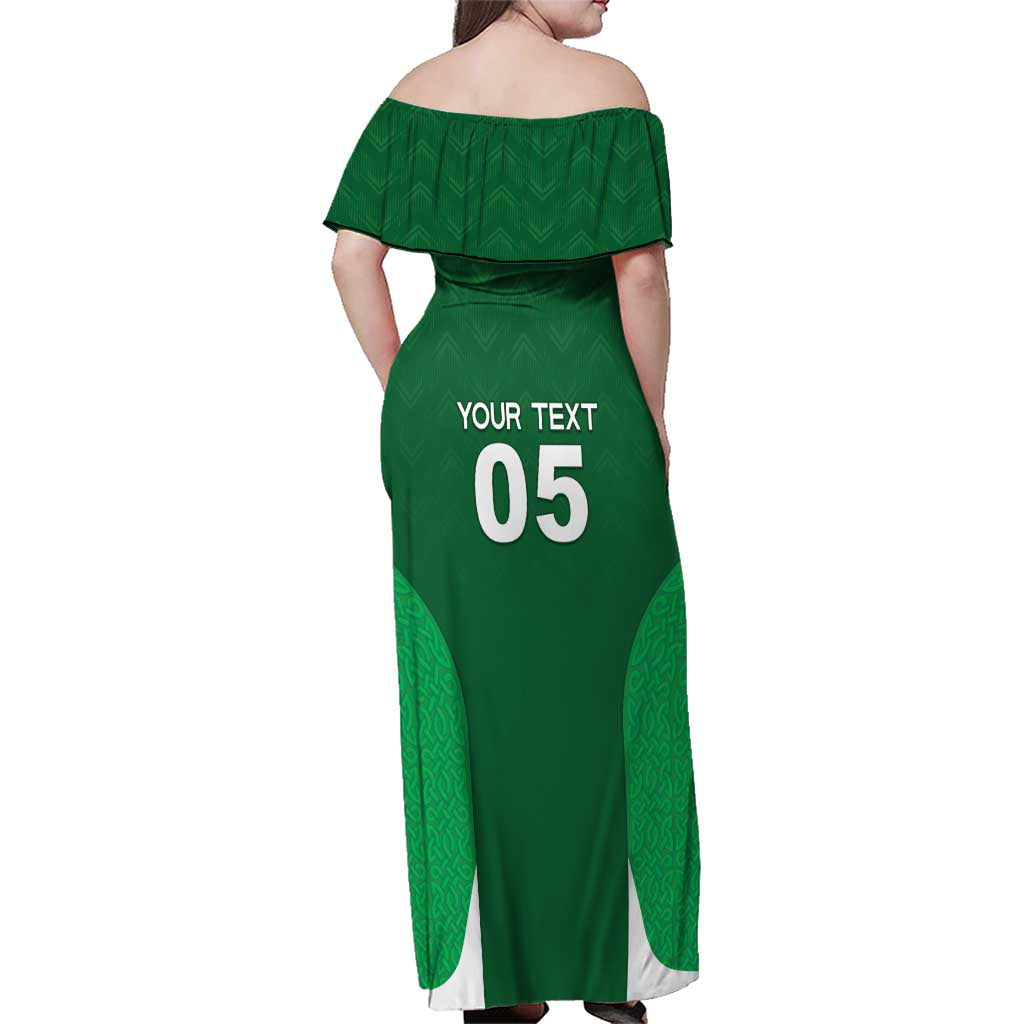 Custom Ireland Rugby Family Matching Off Shoulder Maxi Dress and Hawaiian Shirt Irish Celtic Shamrock