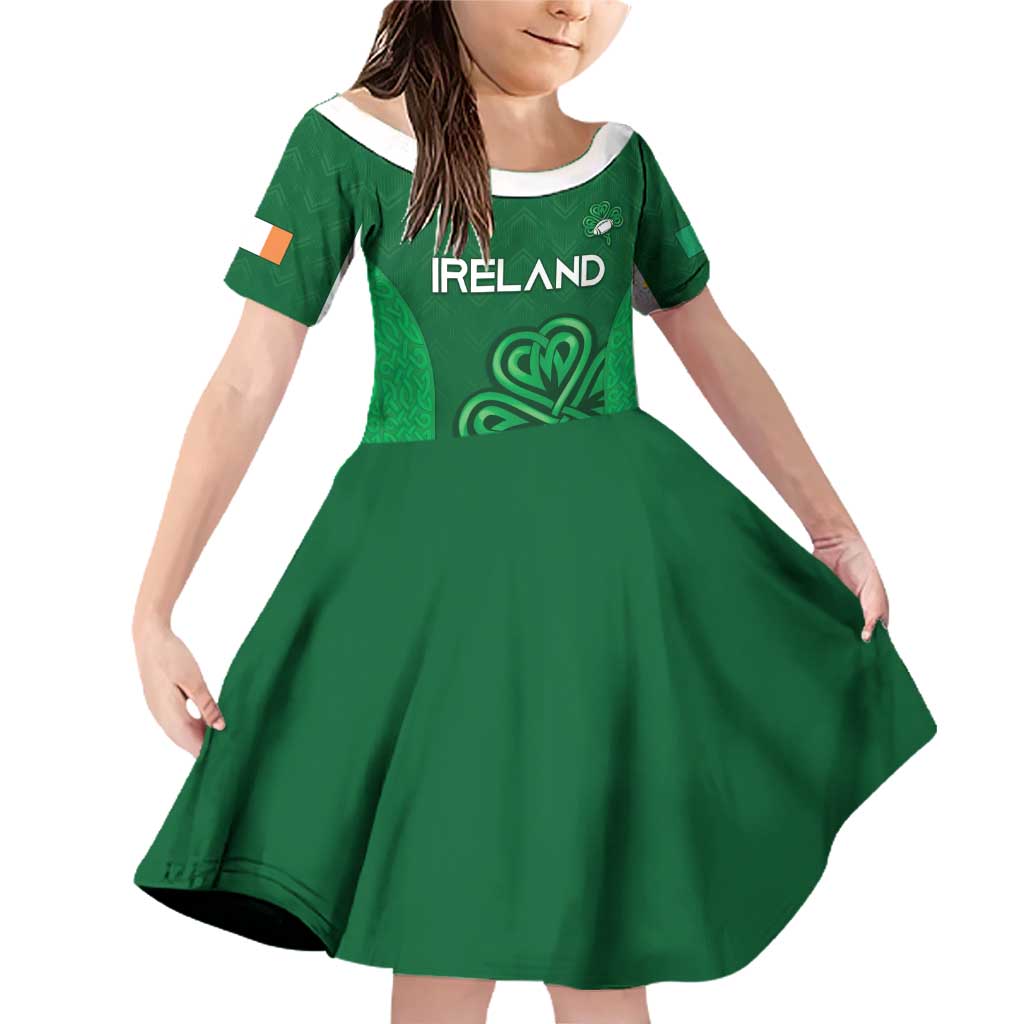 Custom Ireland Rugby Family Matching Off Shoulder Short Dress and Hawaiian Shirt Irish Celtic Shamrock