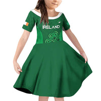 Custom Ireland Rugby Family Matching Off Shoulder Short Dress and Hawaiian Shirt Irish Celtic Shamrock