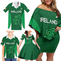 Custom Ireland Rugby Family Matching Off Shoulder Short Dress and Hawaiian Shirt Irish Celtic Shamrock