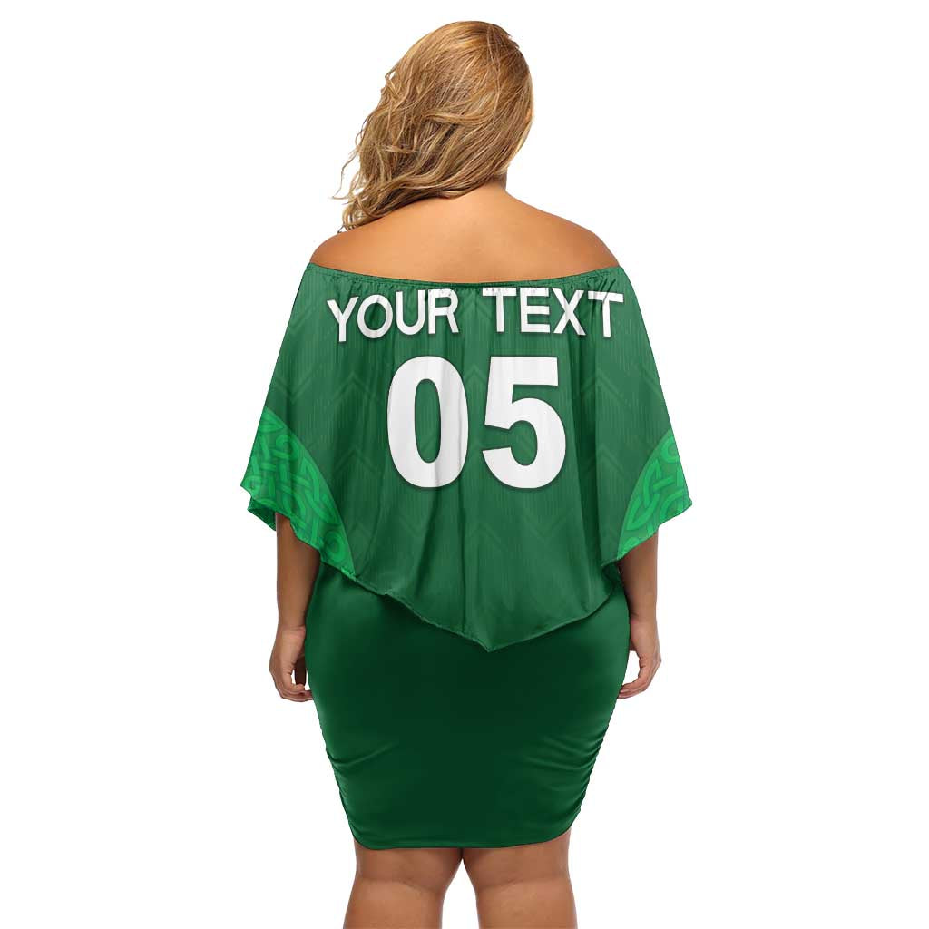 Custom Ireland Rugby Family Matching Off Shoulder Short Dress and Hawaiian Shirt Irish Celtic Shamrock