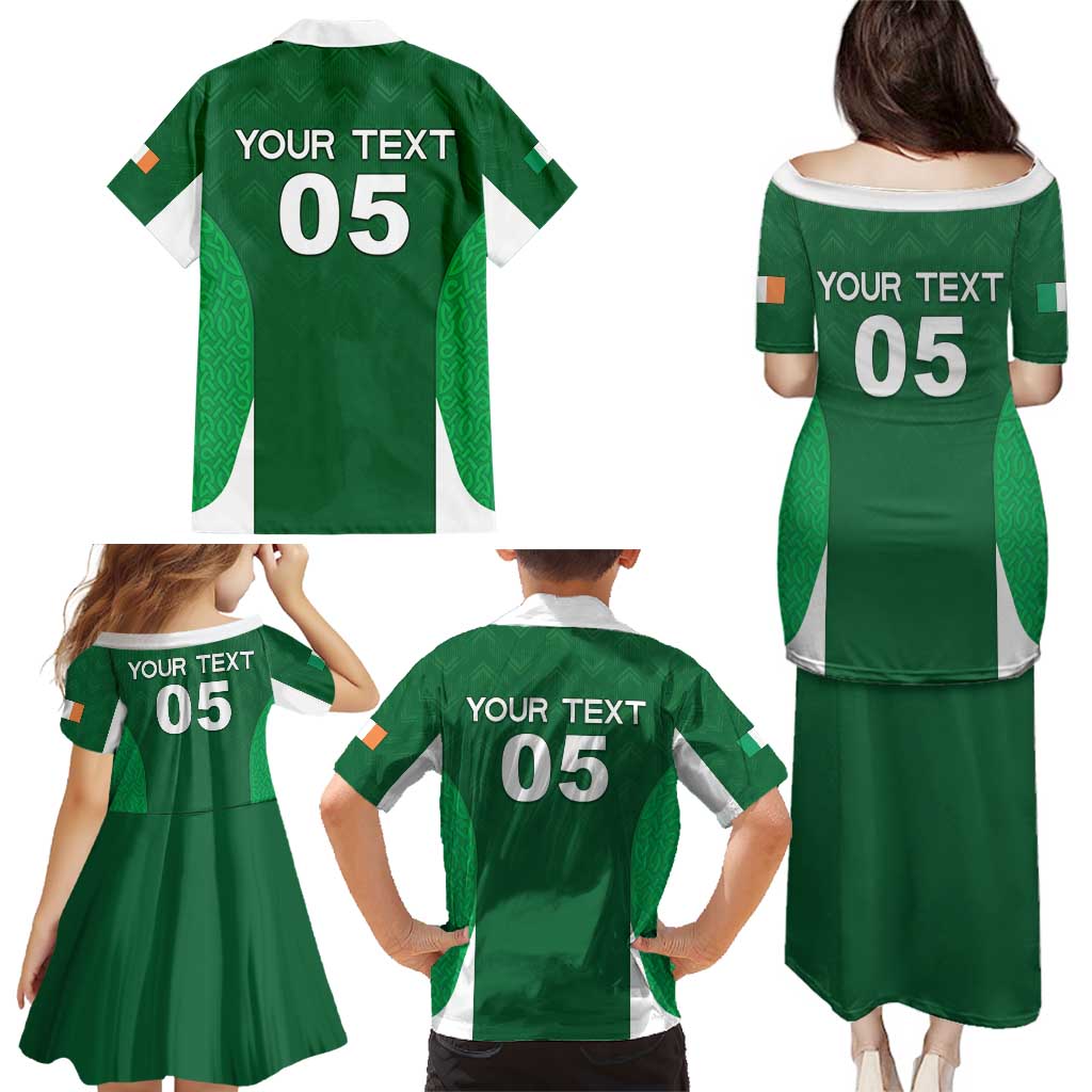 Custom Ireland Rugby Family Matching Puletasi and Hawaiian Shirt Irish Celtic Shamrock