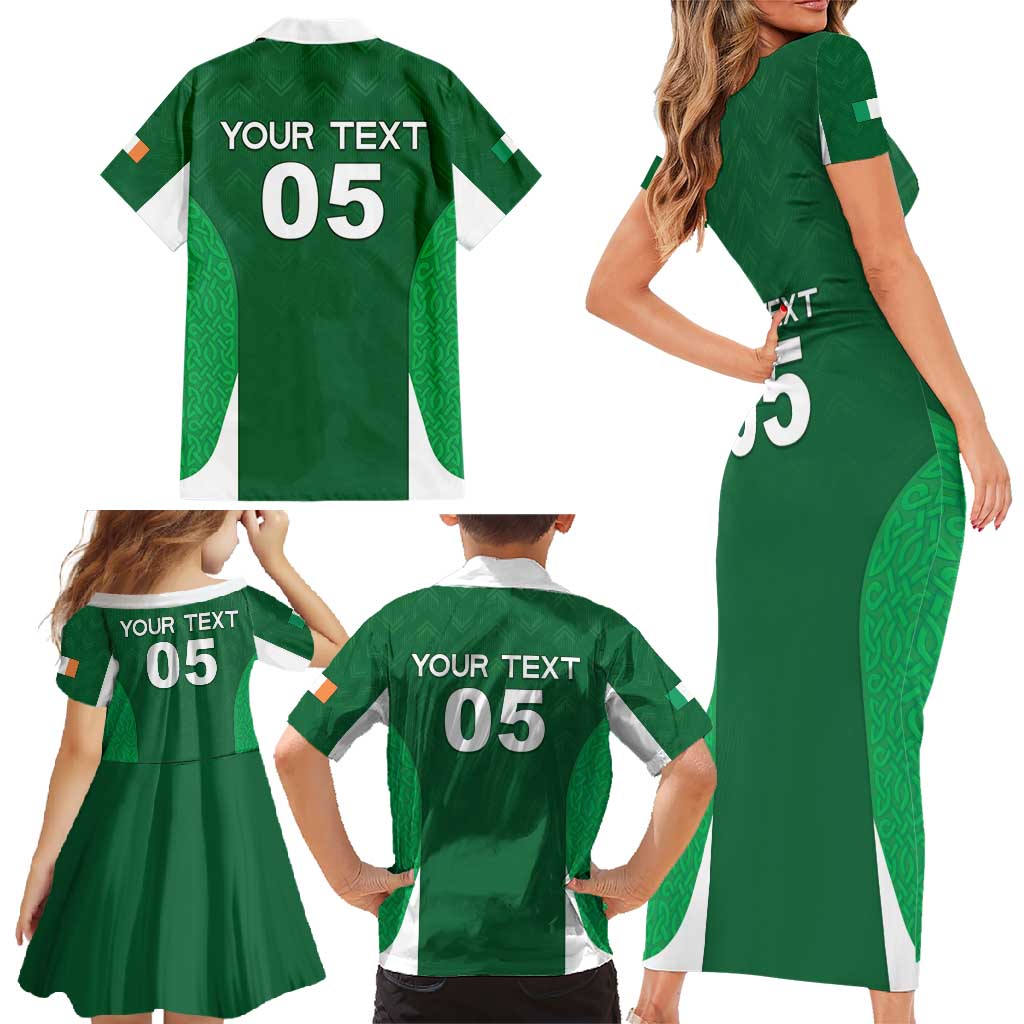 Custom Ireland Rugby Family Matching Short Sleeve Bodycon Dress and Hawaiian Shirt Irish Celtic Shamrock