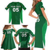 Custom Ireland Rugby Family Matching Short Sleeve Bodycon Dress and Hawaiian Shirt Irish Celtic Shamrock