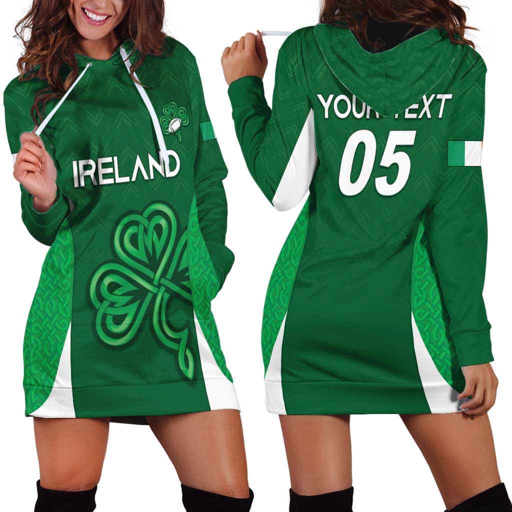 Custom Ireland Rugby Hoodie Dress Irish Celtic Shamrock