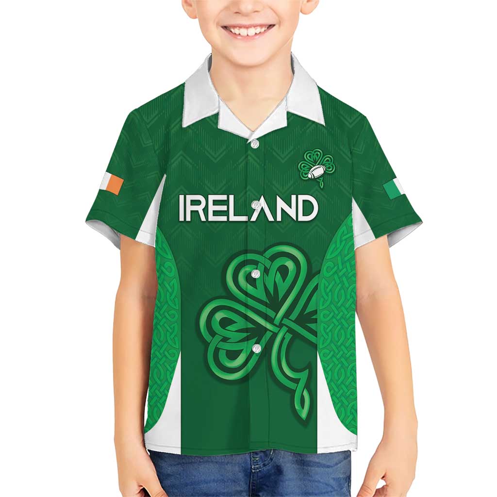 Custom Ireland Rugby Kid Hawaiian Shirt Irish Celtic Shamrock