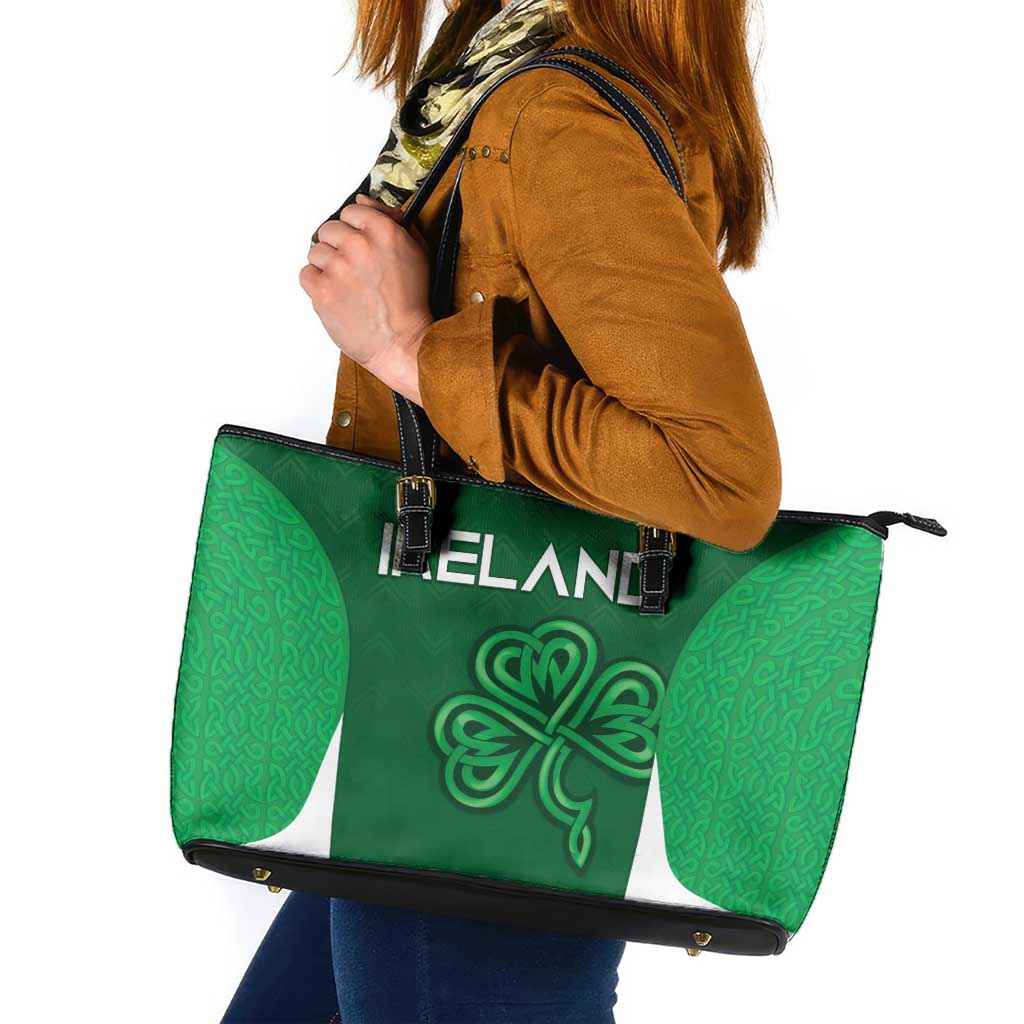 Ireland Rugby Leather Tote Bag Irish Celtic Shamrock