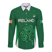 Custom Ireland Rugby Long Sleeve Button Shirt Irish Celtic Shamrock