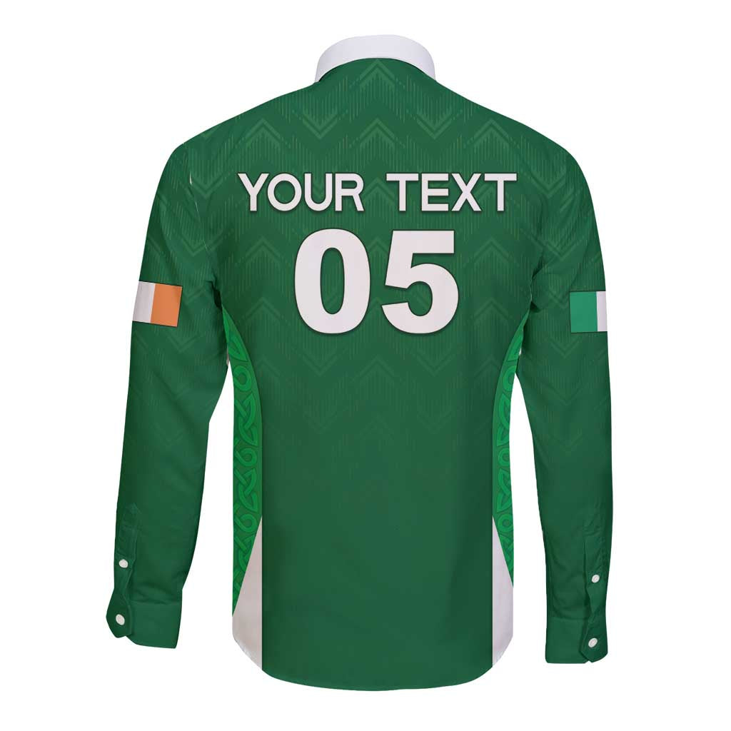 Custom Ireland Rugby Long Sleeve Button Shirt Irish Celtic Shamrock
