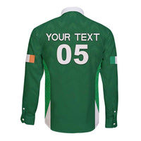 Custom Ireland Rugby Long Sleeve Button Shirt Irish Celtic Shamrock