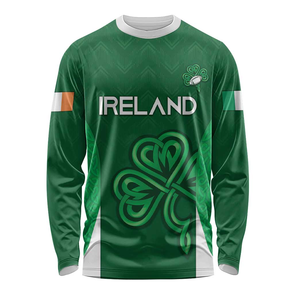 Custom Ireland Rugby Long Sleeve Shirt Irish Celtic Shamrock