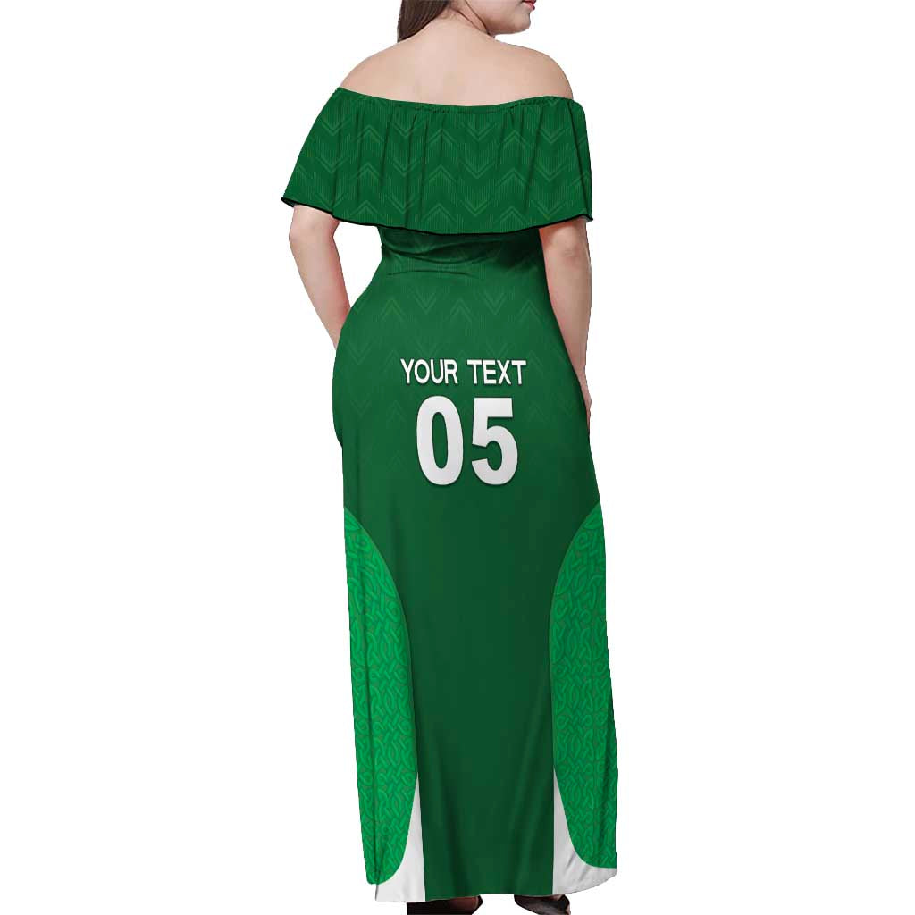 Custom Ireland Rugby Off Shoulder Maxi Dress Irish Celtic Shamrock