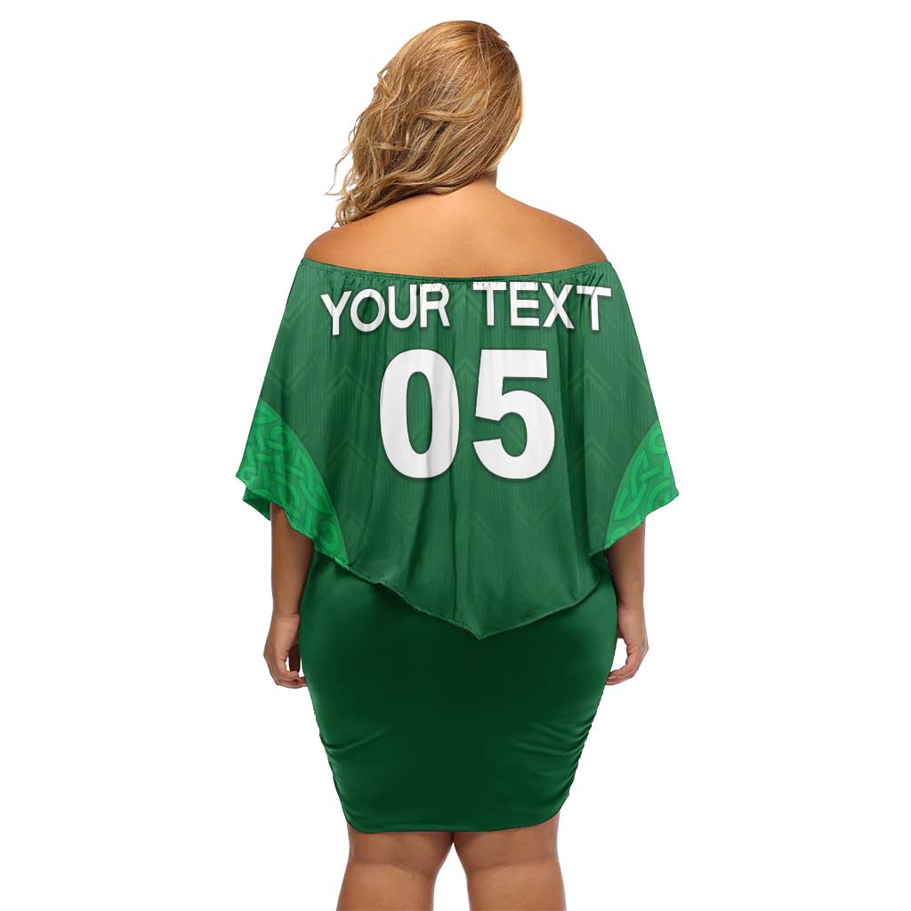 Custom Ireland Rugby Off Shoulder Short Dress Irish Celtic Shamrock