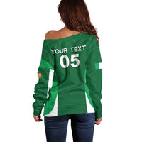 Custom Ireland Rugby Off Shoulder Sweater Irish Celtic Shamrock