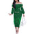 Custom Ireland Rugby Off The Shoulder Long Sleeve Dress Irish Celtic Shamrock
