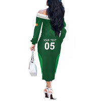 Custom Ireland Rugby Off The Shoulder Long Sleeve Dress Irish Celtic Shamrock
