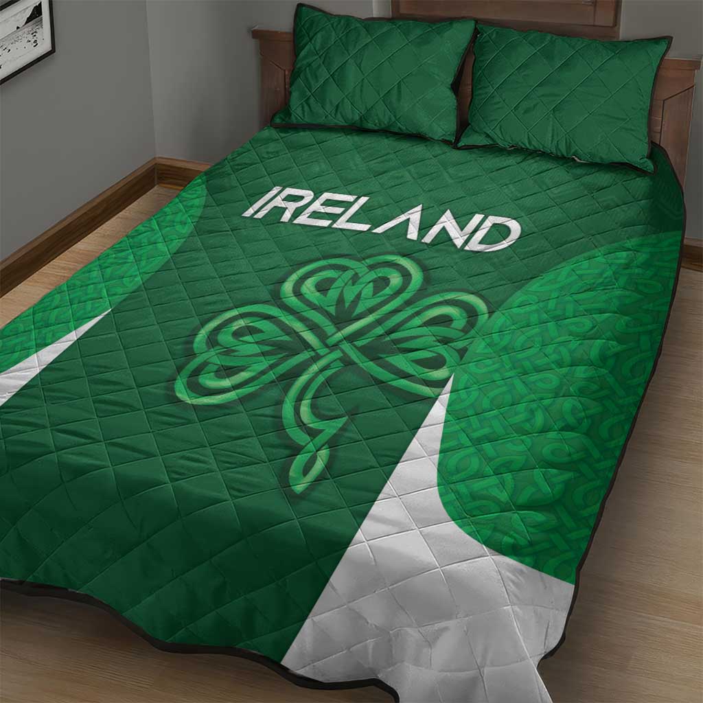 Ireland Rugby Quilt Bed Set Irish Celtic Shamrock