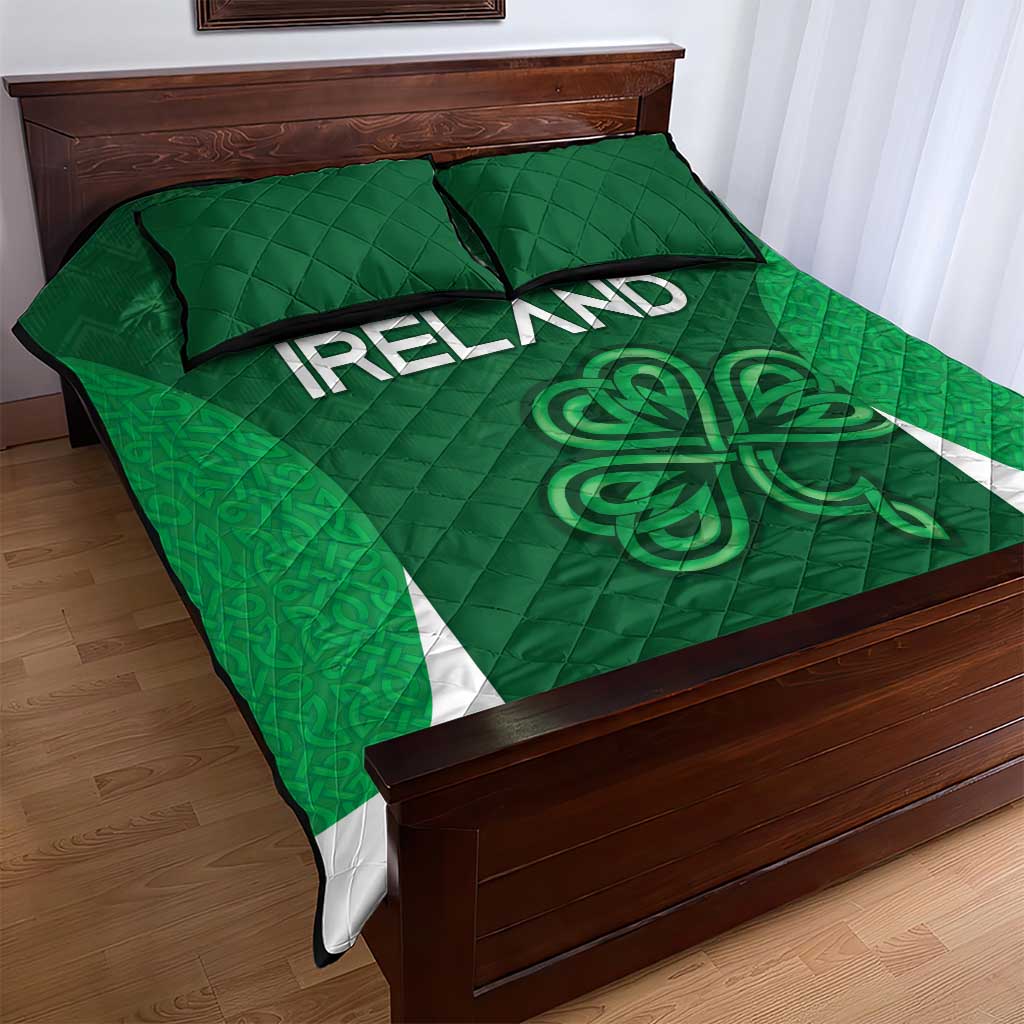 Ireland Rugby Quilt Bed Set Irish Celtic Shamrock
