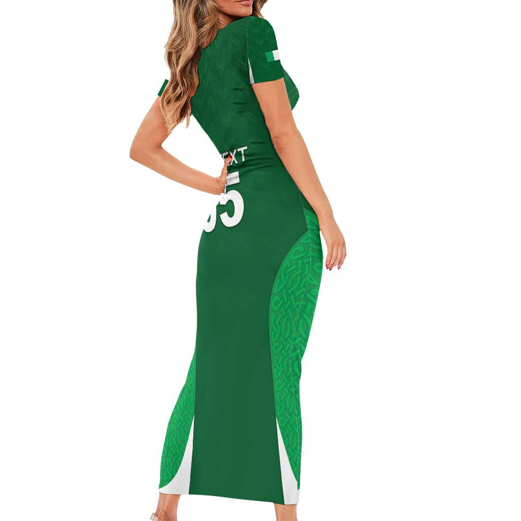 Custom Ireland Rugby Short Sleeve Bodycon Dress Irish Celtic Shamrock