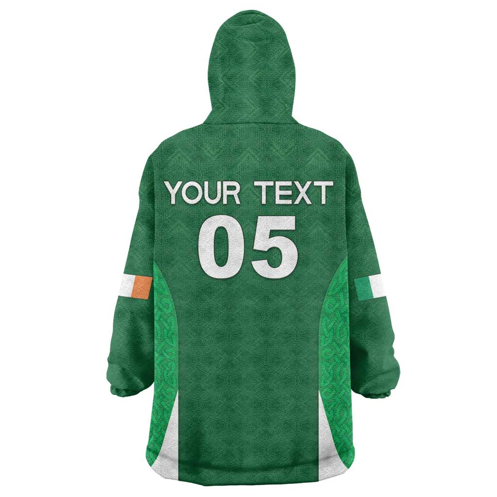 Custom Ireland Rugby Wearable Blanket Hoodie Irish Celtic Shamrock
