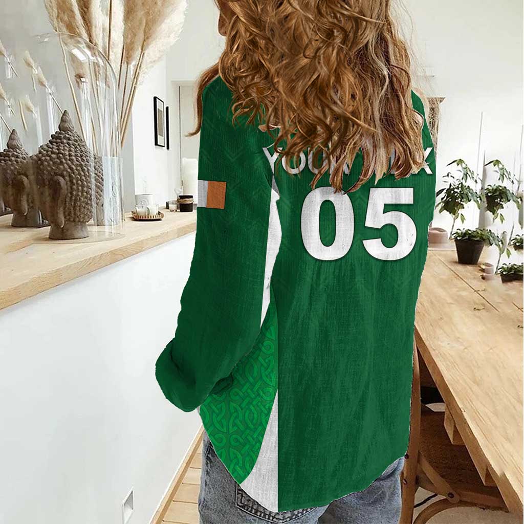 Custom Ireland Rugby Women Casual Shirt Irish Celtic Shamrock