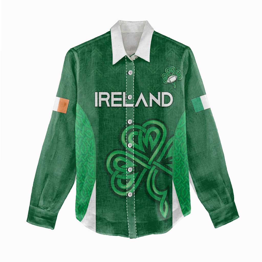 Custom Ireland Rugby Women Casual Shirt Irish Celtic Shamrock