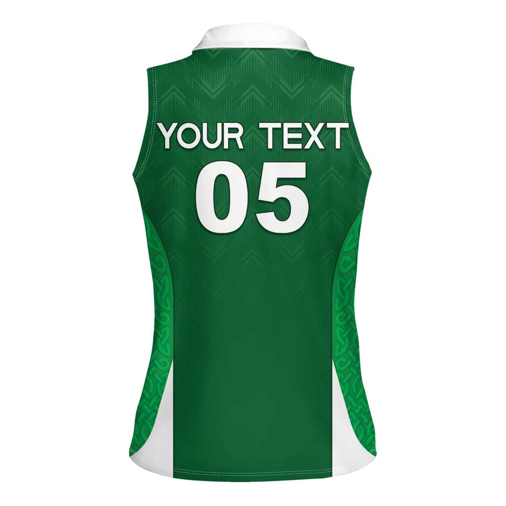 Custom Ireland Rugby Women Sleeveless Polo Shirt Irish Celtic Shamrock