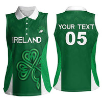 Custom Ireland Rugby Women Sleeveless Polo Shirt Irish Celtic Shamrock